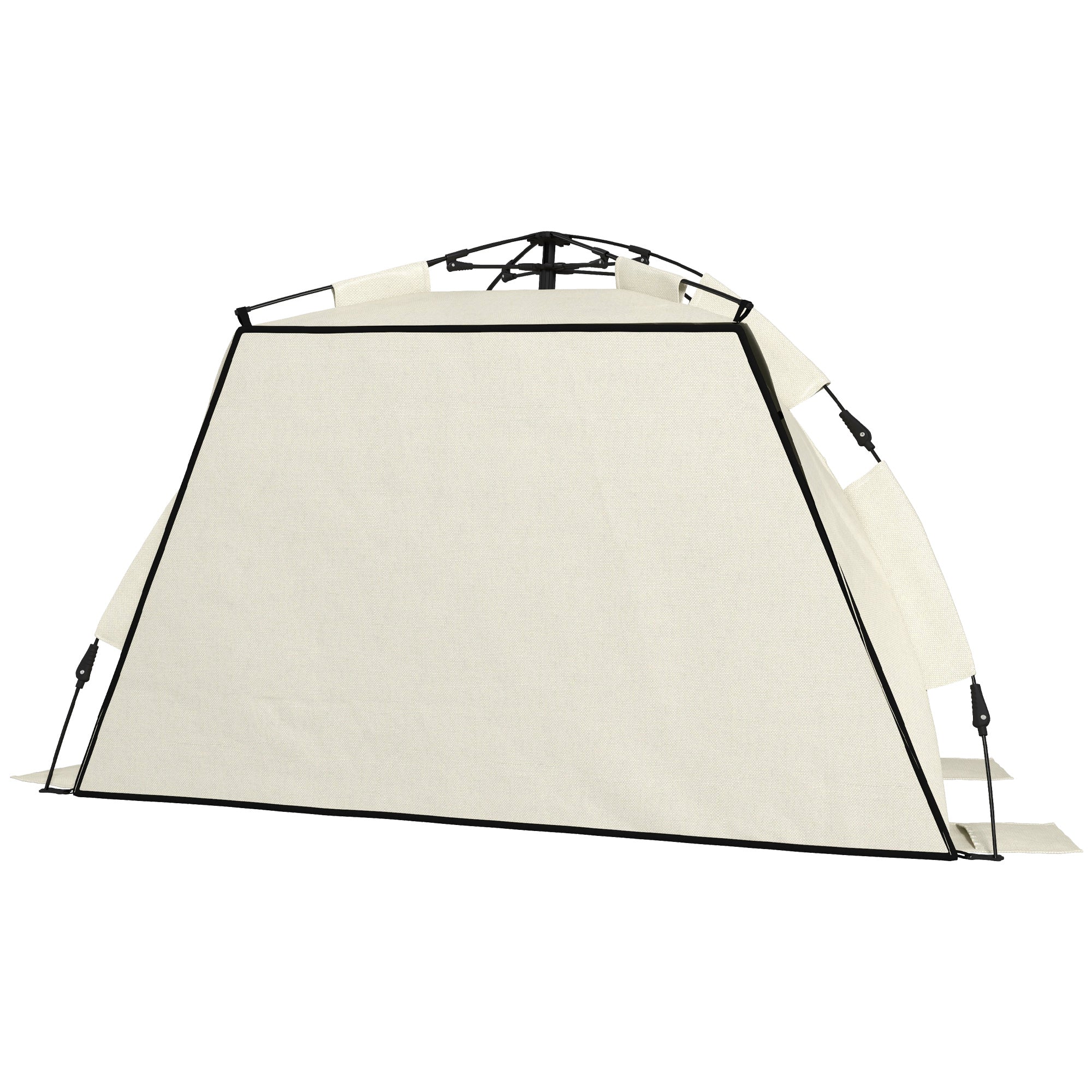 Outsunny 2-3 Person Pop Up Beach Tent, UPF15+ Sun Shelter with Extended Floor, Sandbags, Mesh Windows and Carry Bag, Khaki