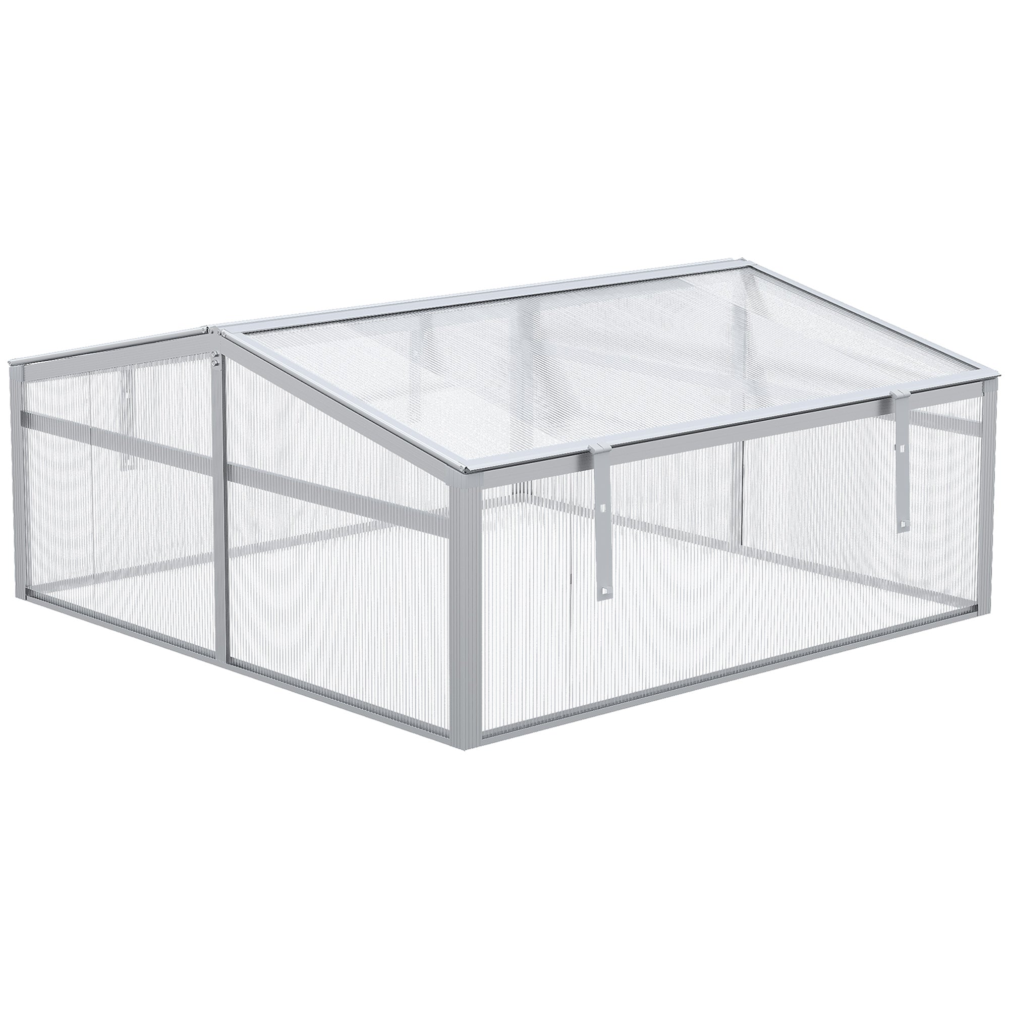 Outsunny Polycarbonate Greenhouse: Aluminium Framed Grow House for Flowers & Vegetables, 100 x 100 x 48 cm