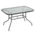 Outsunny Glass Top Garden Table Curved Metal Frame w/ Parasol Hole 4 Legs Outdoor  Balcony Sturdy Friends Family Dining Table  -Grey