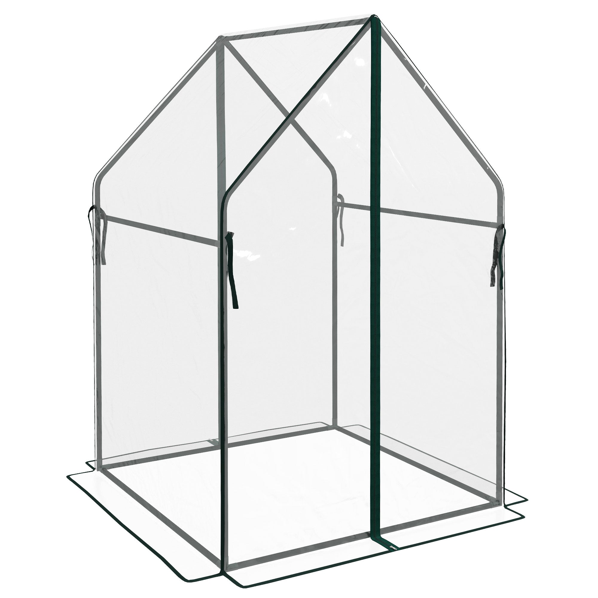 Outsunny Portable Greenhouse: Compact Garden Growhouse with Dual Zipped Doors, Indoor Outdoor Plant Protection, 90 x 90 x 145cm, Clear