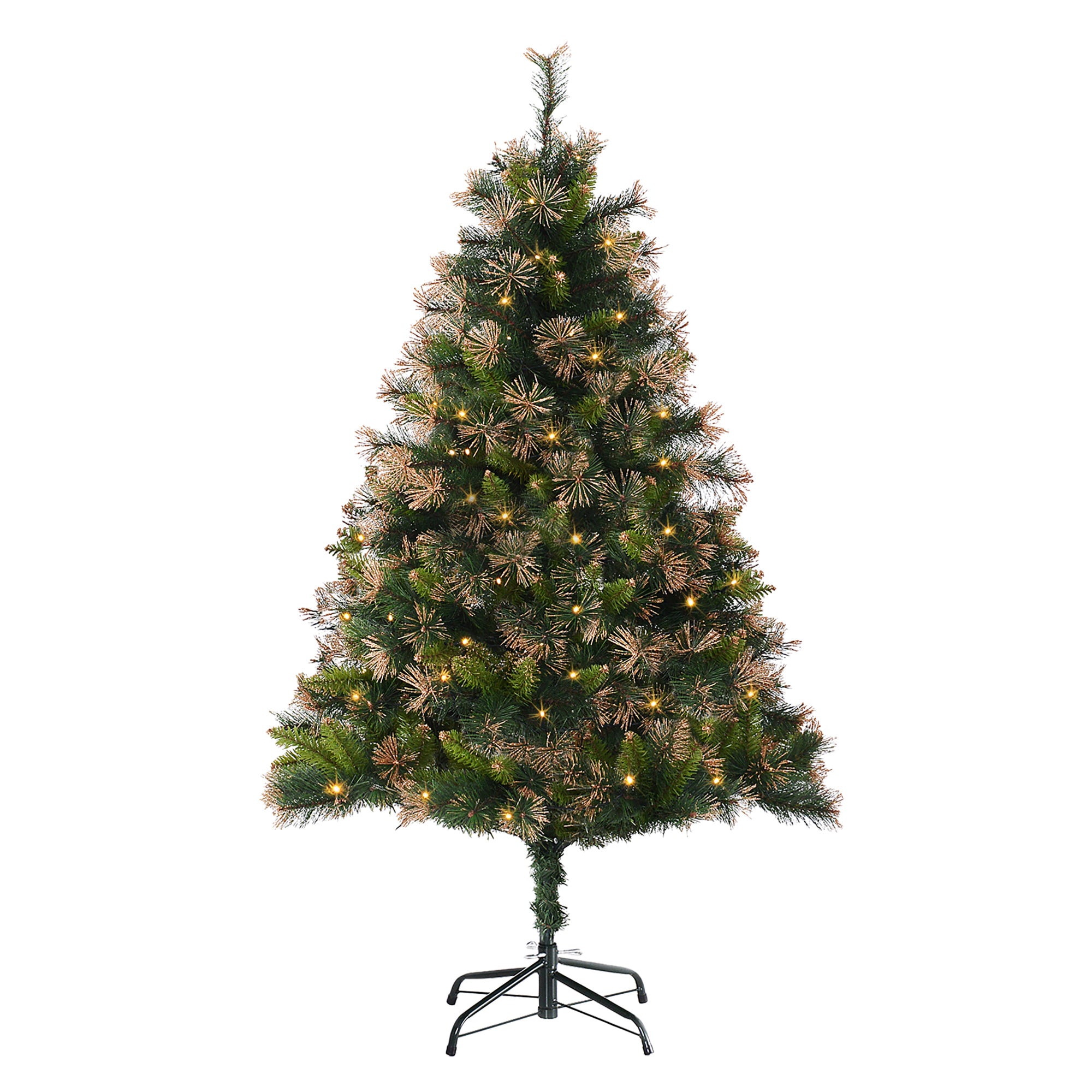 HOMCOM 1.5m Prelit Christmas Tree Artificial Tree, Metal Stand-Green