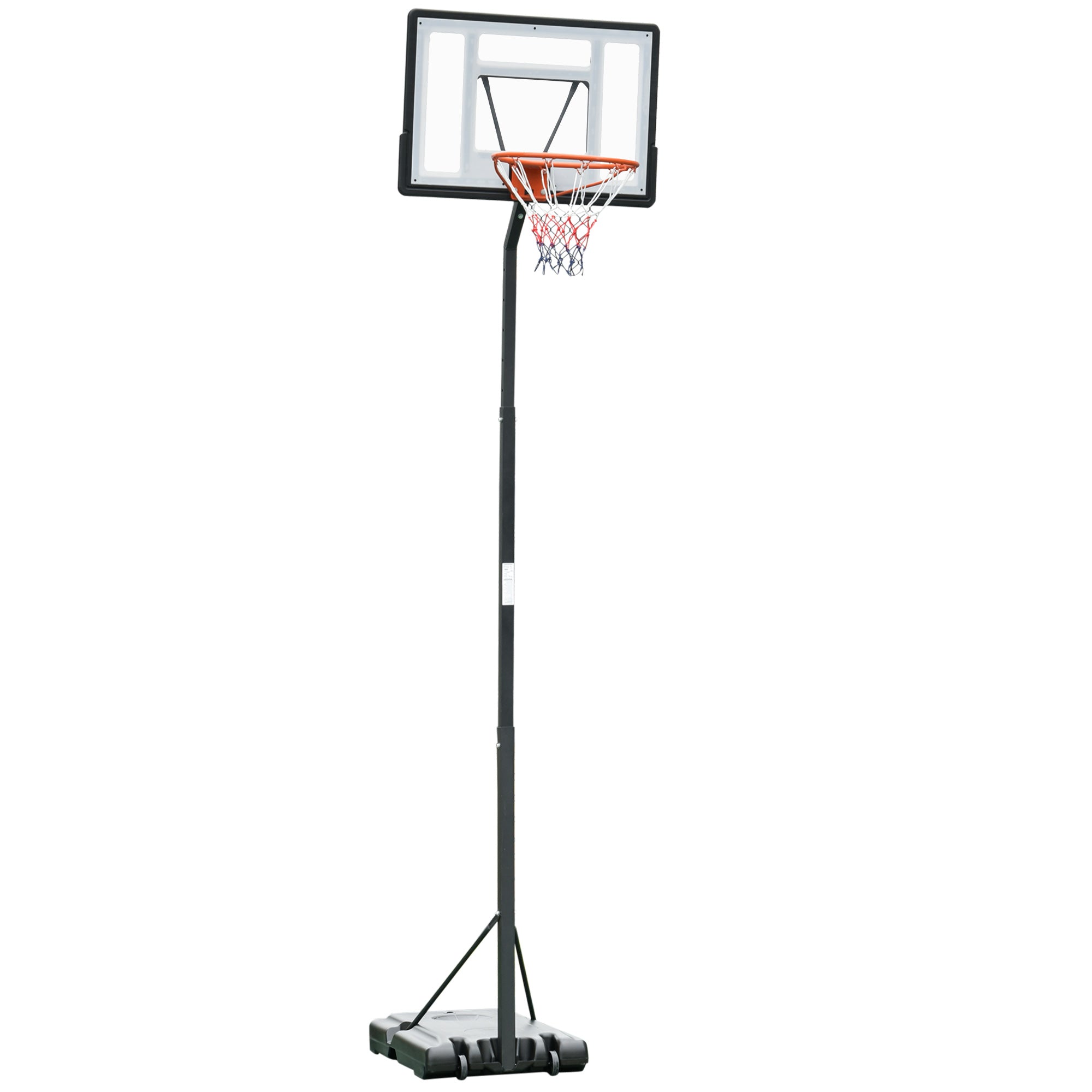 HOMCOM Adjustable Basketball Hoop Stand, Freestanding with Backboard & Wheels, 255-305cm, Black