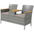 Outsunny Two-Seat Rattan Loveseat, with Wood-Top Middle Table - Grey