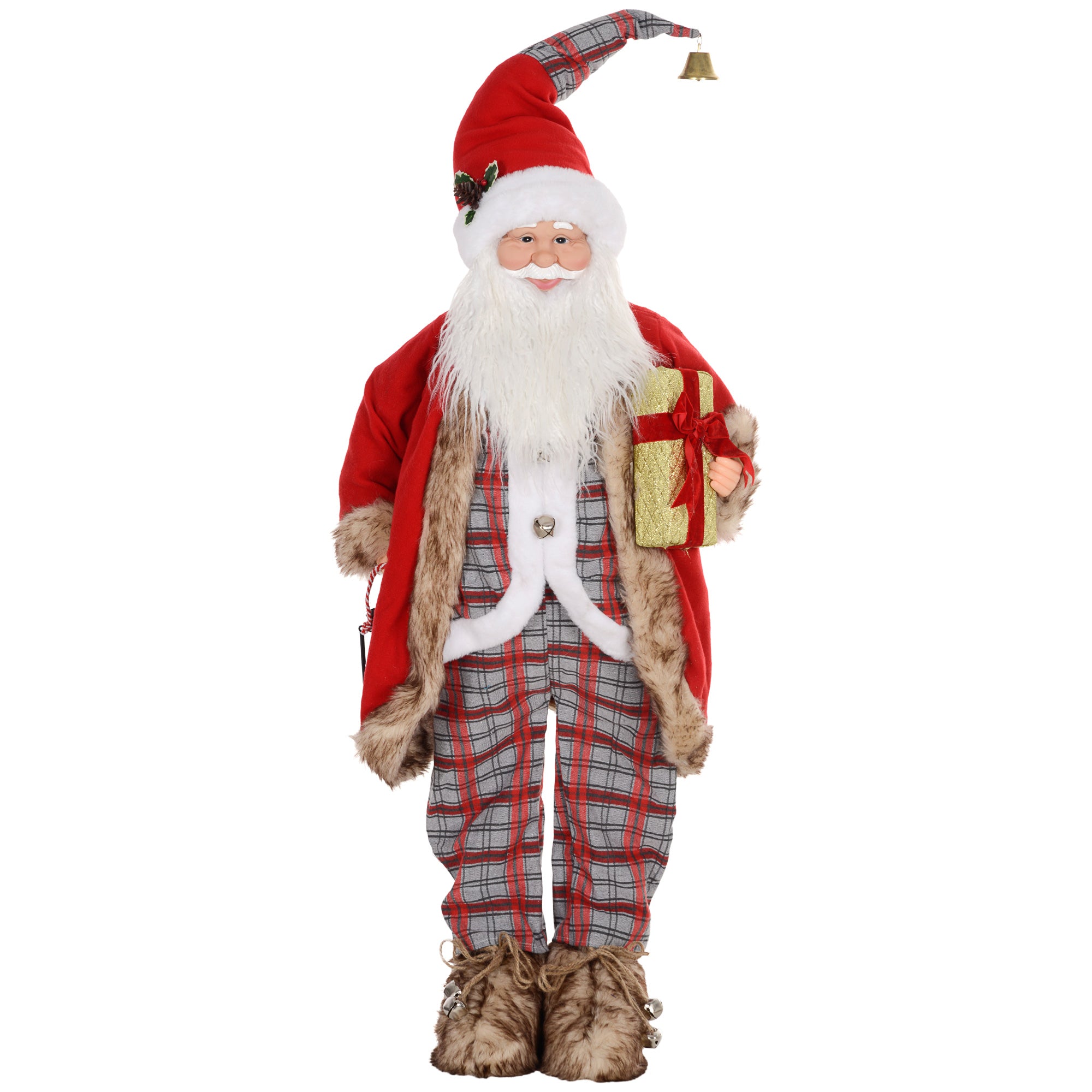 HOMCOM Life Size Animated Santa Claus, 141cm Tall Christmas Decoration with Sound Activated and Festive Music for Party | Aosom UK