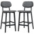 HOMCOM Bar Stools Set of 2, Modern Breakfast Bar Chairs, Faux Leather Upholstered Kitchen Stools with Backs and Wood Legs, Dark Grey