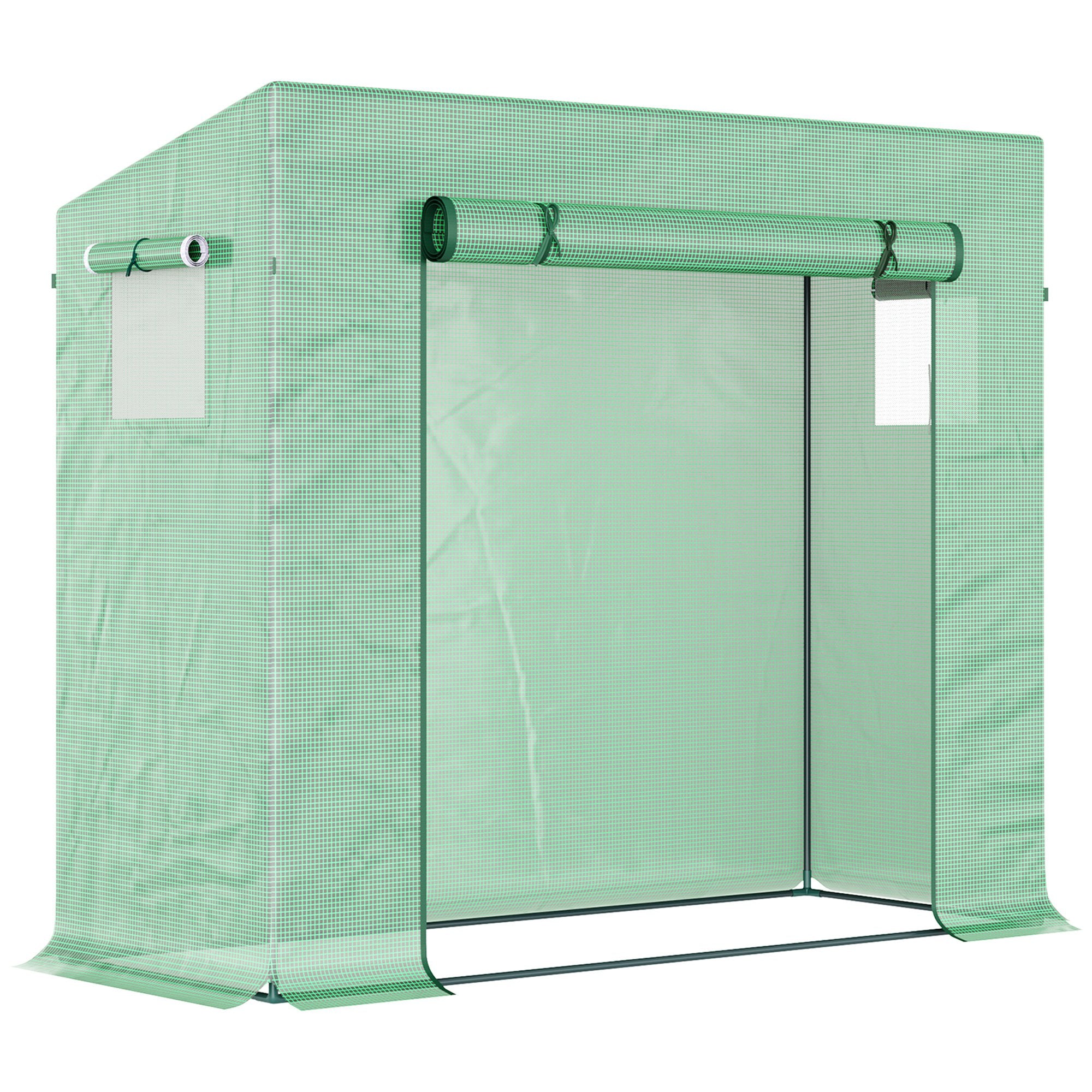 Outsunny Garden Greenhouse with PE Plant Cover, Windows and Zipper Door for Fruit and Veg 198L x 77W x 149-168H cm