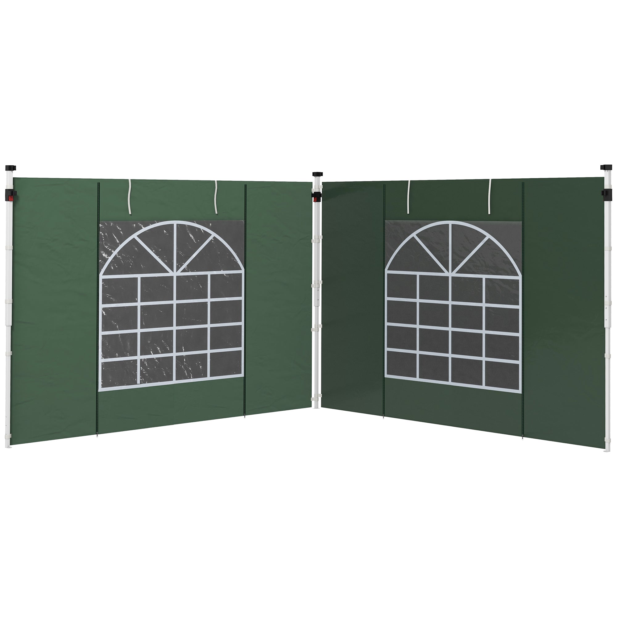 Outsunny Gazebo Side Panels, 2 Pack Sides Replacement, for 3x3(m) or 3x6m Pop Up Gazebo, with Windows and Doors, Green