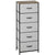 HOMCOM Bedroom Dresser with 5 Fabric Drawers, Industrial Chest of Drawers, Steel Frame with Wooden Top for Nursery, Grey