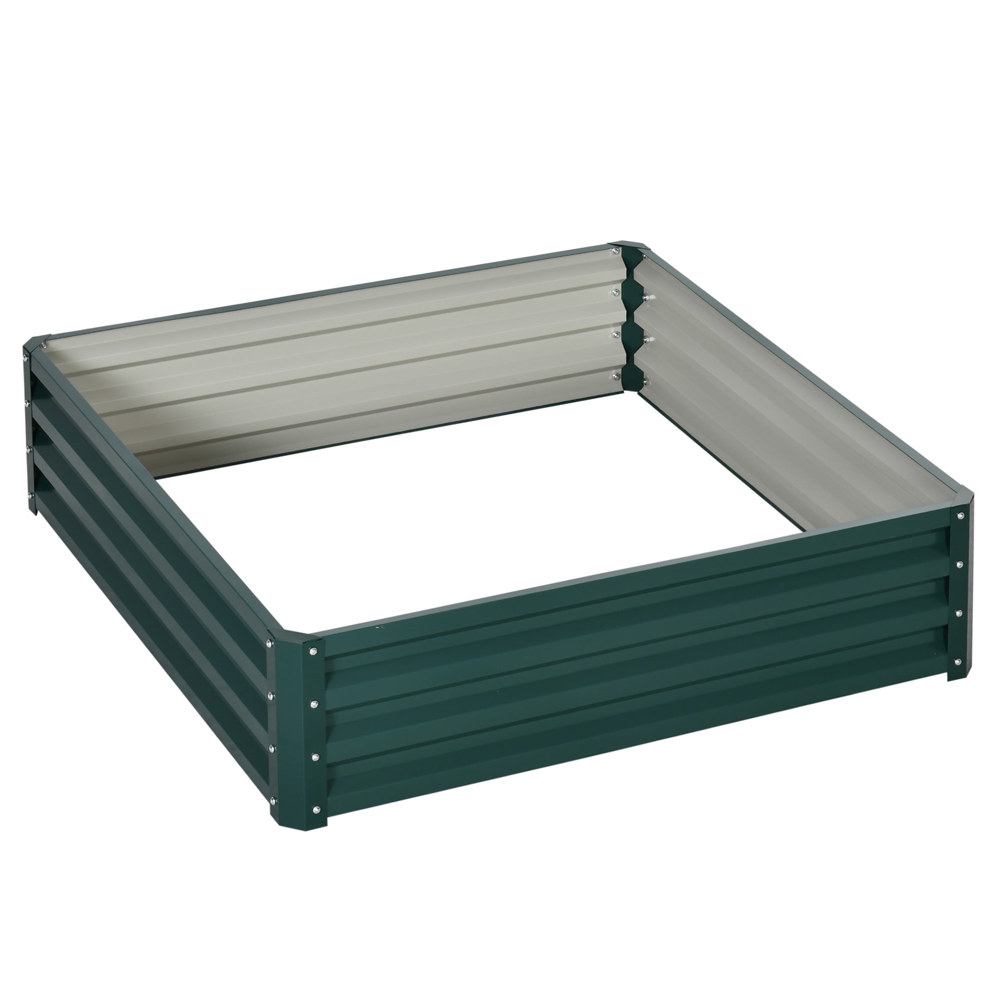 Outsunny Raised Garden Bed: Weatherized Steel Planter for Vibrant Veggies, Flowers & Herbs, 120x120x30cm, Verdant Green