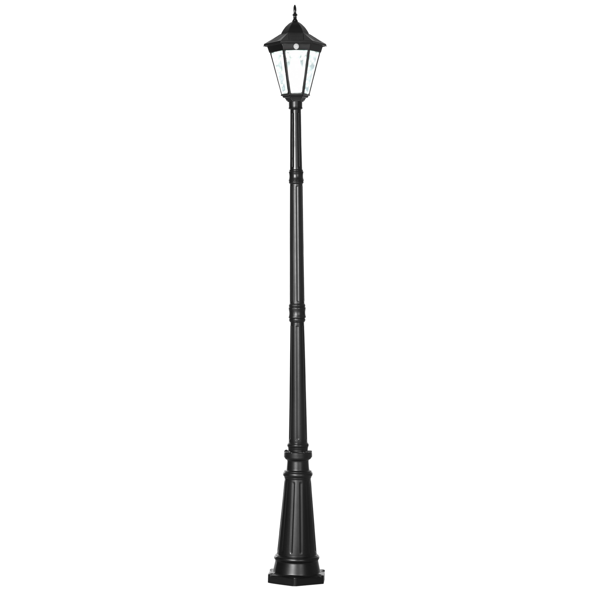 Outsunny Solar Sentinel: 2.4m LED Lamp Post Light, Aluminium Frame, PIR Motion Sensor, Ebony Black