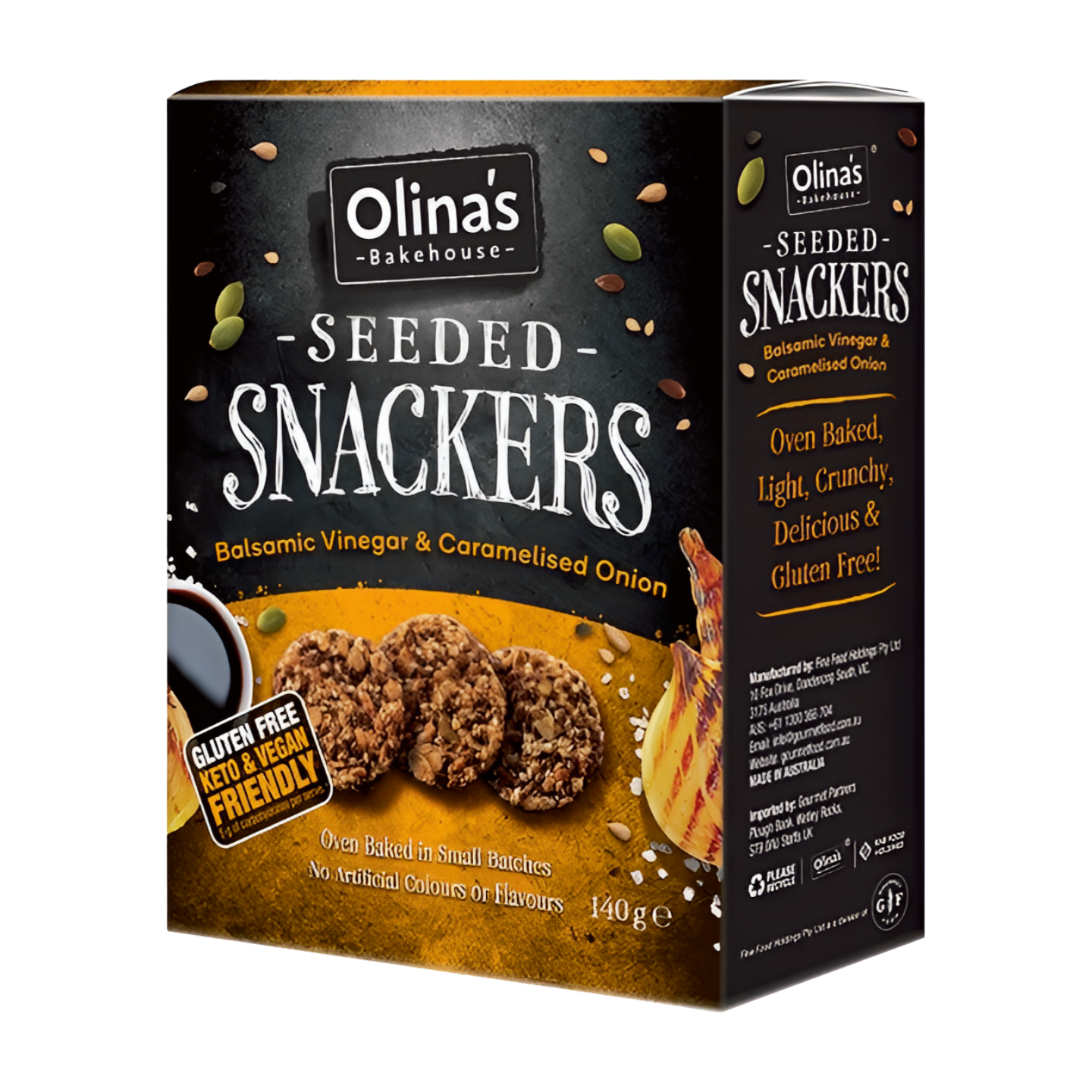 Olina's Bakehouse Balsamic & Caramelised Onion Seeded Snackers (140g)