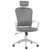 Vinsetto Velvet Swivel Chair: High-Back Home Office Rocker with Wheels & Adjustable Headrest, Greystone