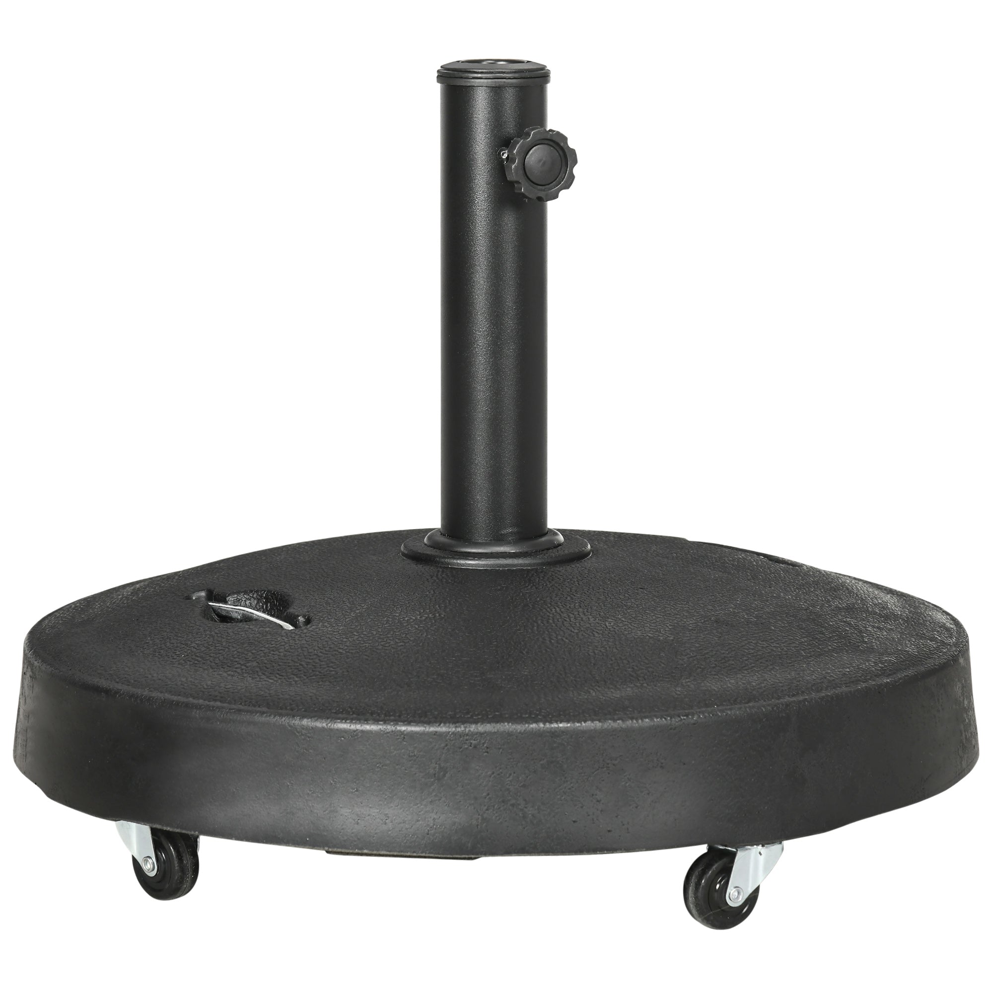 Outsunny Resin Parasol Base: Wheeled Wonder for Outdoor Umbrellas, Retractable Handles, Fits 38-48mm Poles, Jet Black