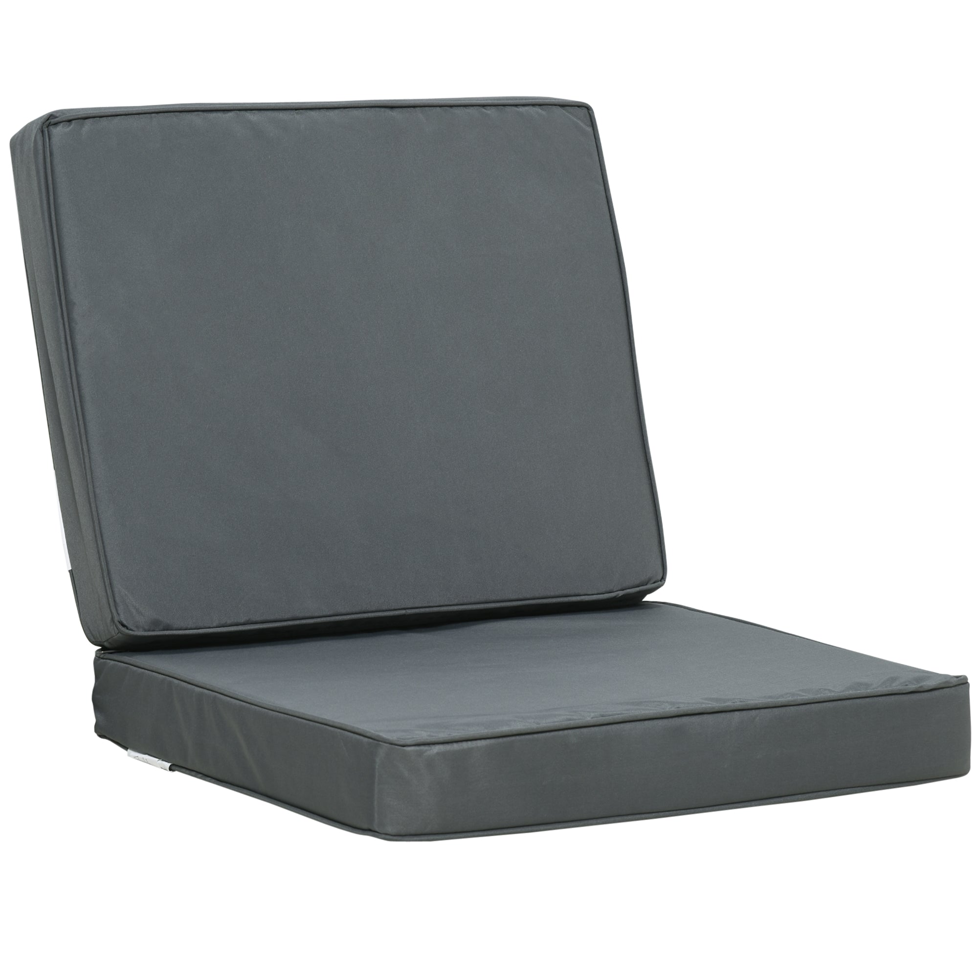 Outsunny Set of 2 Garden Seat and Back Cushion Set, Replacement Cushions for Outdoor Furniture with Seat Cushion and Back Cushion, Dark Grey