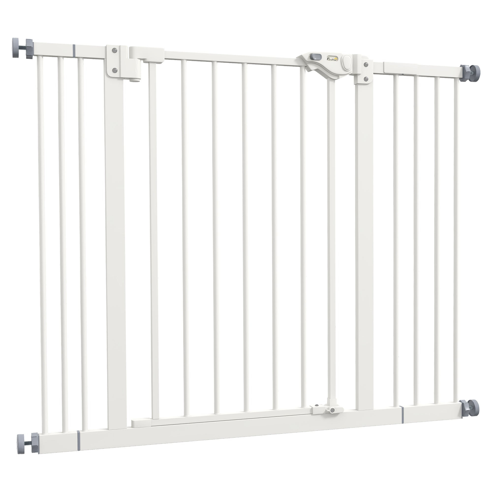 PawHut Adjustable Dog Gate, Metal Safety Barrier for Pets, Extends 74-100cm Wide, Easy Install, White