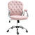 Vinsetto Ergonomic Desk Chair 360° Swivel Diamond Tufted Home Work Velour Padded Base 5 Castor Wheels, Pink