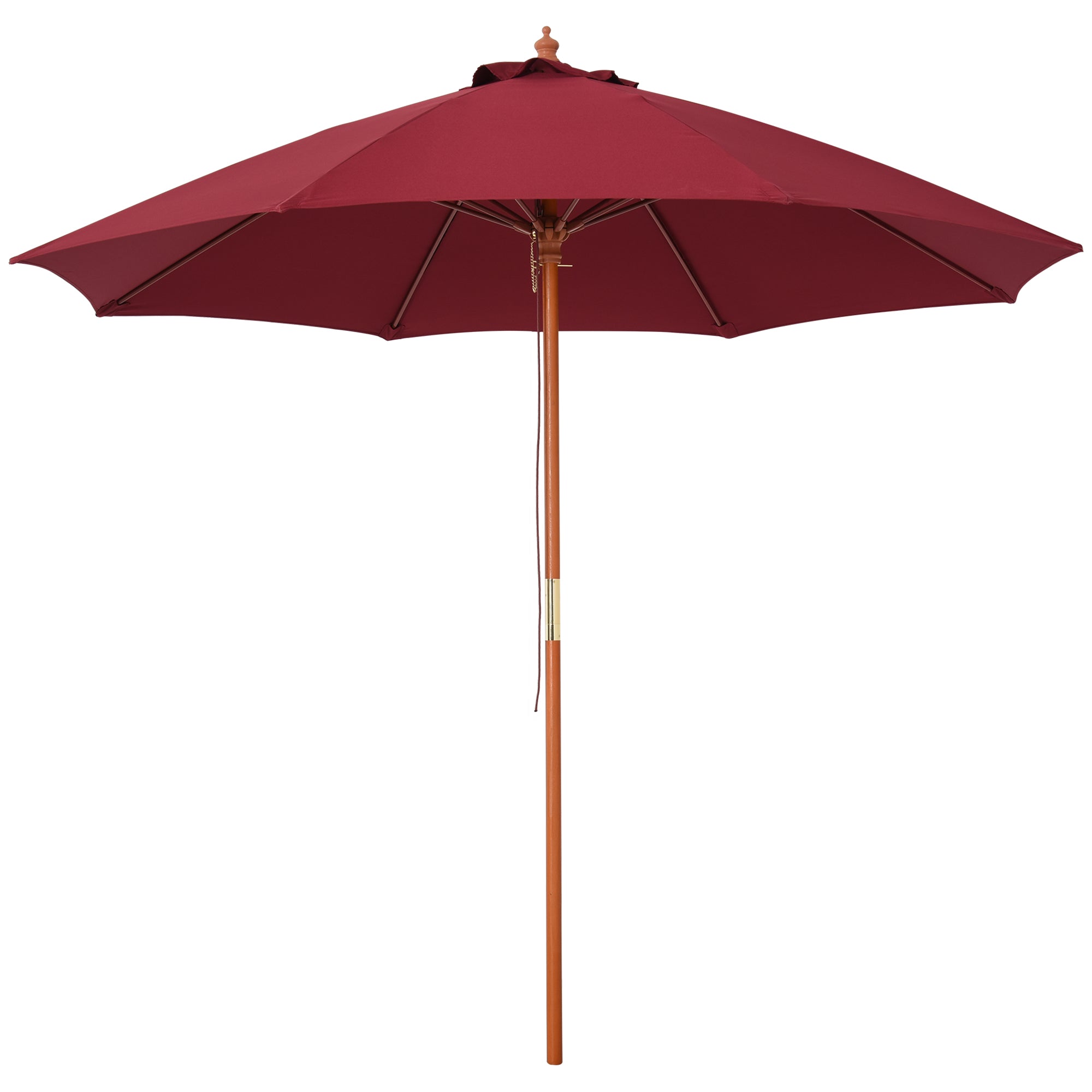 Outsunny Parasol Perfection: 2.5m Wooden Garden Sunshade, Top-Vented Patio Umbrella, Vinous Red Hue