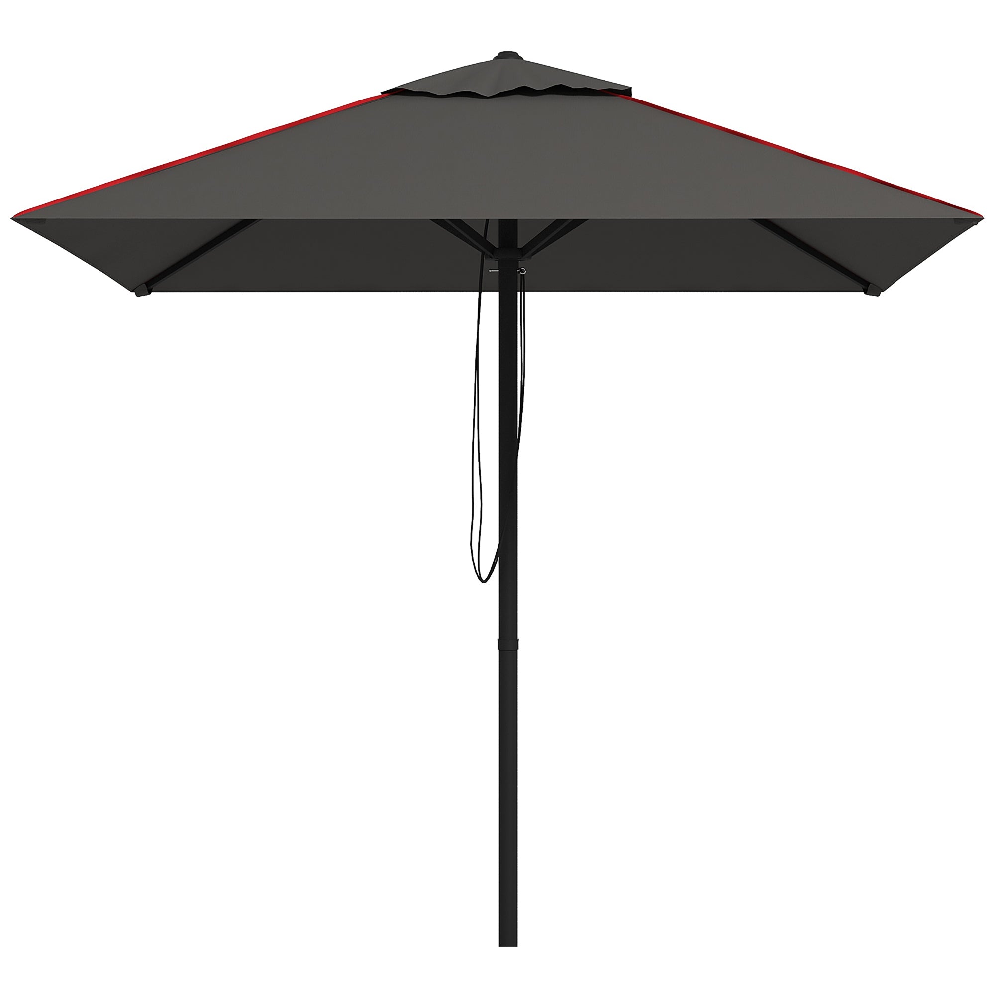 Outsunny Garden Parasol Umbrella with Air Vent, Outdoor Market Table Sunshade Canopy with Decorative Edging, Grey