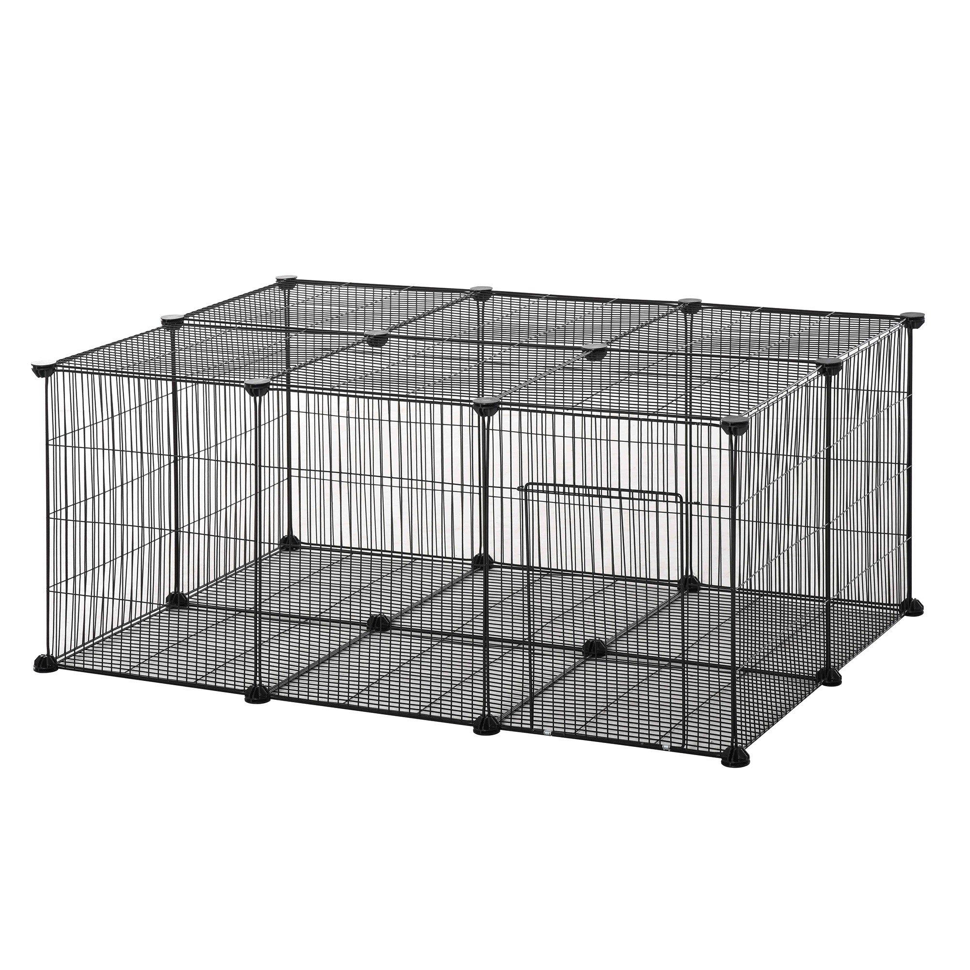 PawHut DIY Pet Playpen, Small Animal Metal Cage with Door, 22 Pieces, for Bunny, Chinchilla, Hedgehog, Guinea Pig