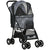 PawHut Pet Stroller, Dog Pushchair, Cat Travel Carriage, Foldable with Carrying Bag, Universal Wheels, Brake Canopy, for XS & S Sized Pets, Grey