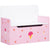 ZONEKIZ Dual-Purpose Toy Chest: Wooden Storage Bench with Safety Mechanism, Pretty in Pink