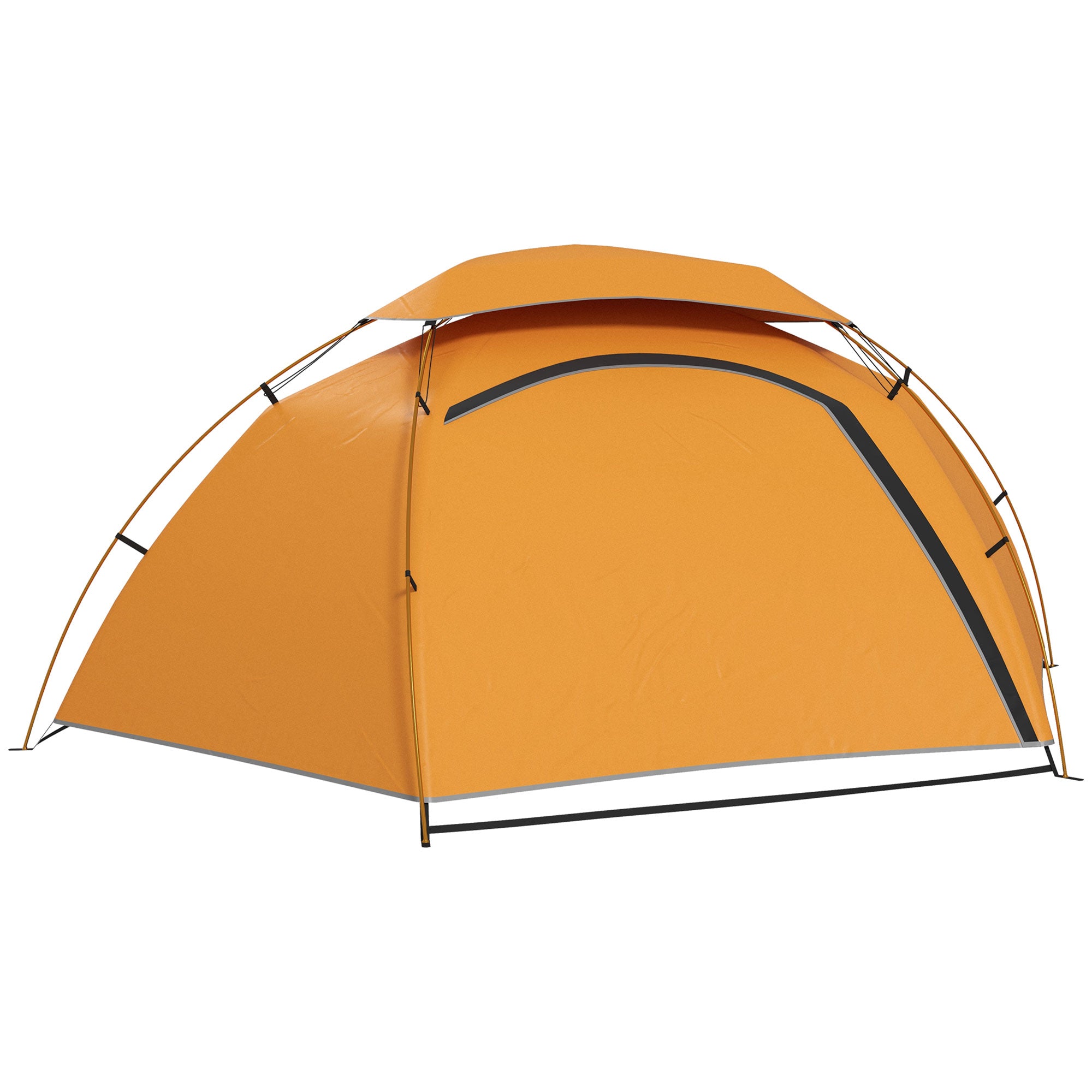 Outsunny Dome Camping Tent with Aluminium Frame, 2000mm Waterproof, Removable Rainfly, for 1-2 Persons, Orange