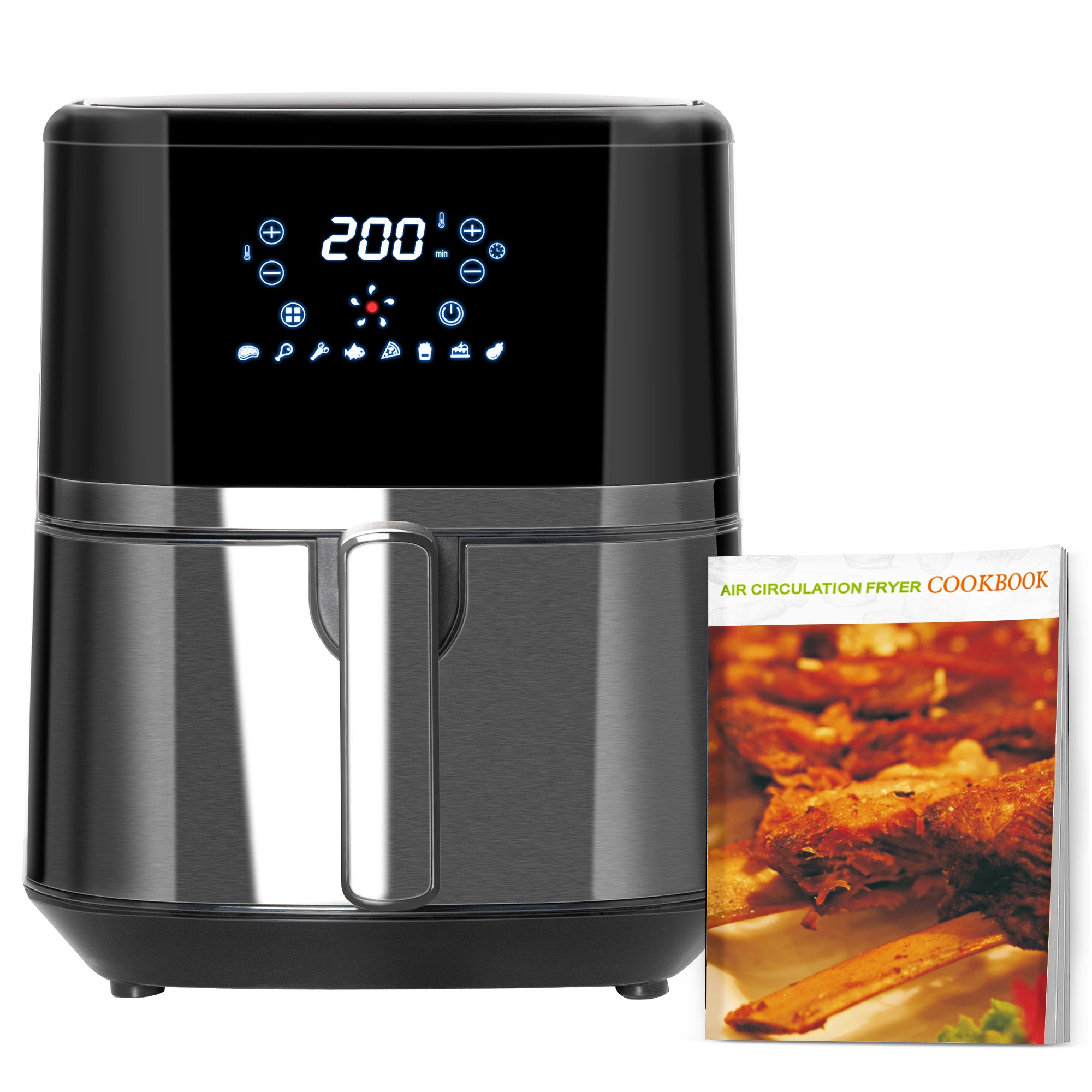 HOMCOM 4.5L Digital Air Fryer, 1500W W/ Digital Display, Adjustable Temperature, Timer and Nonstick Basket, Black