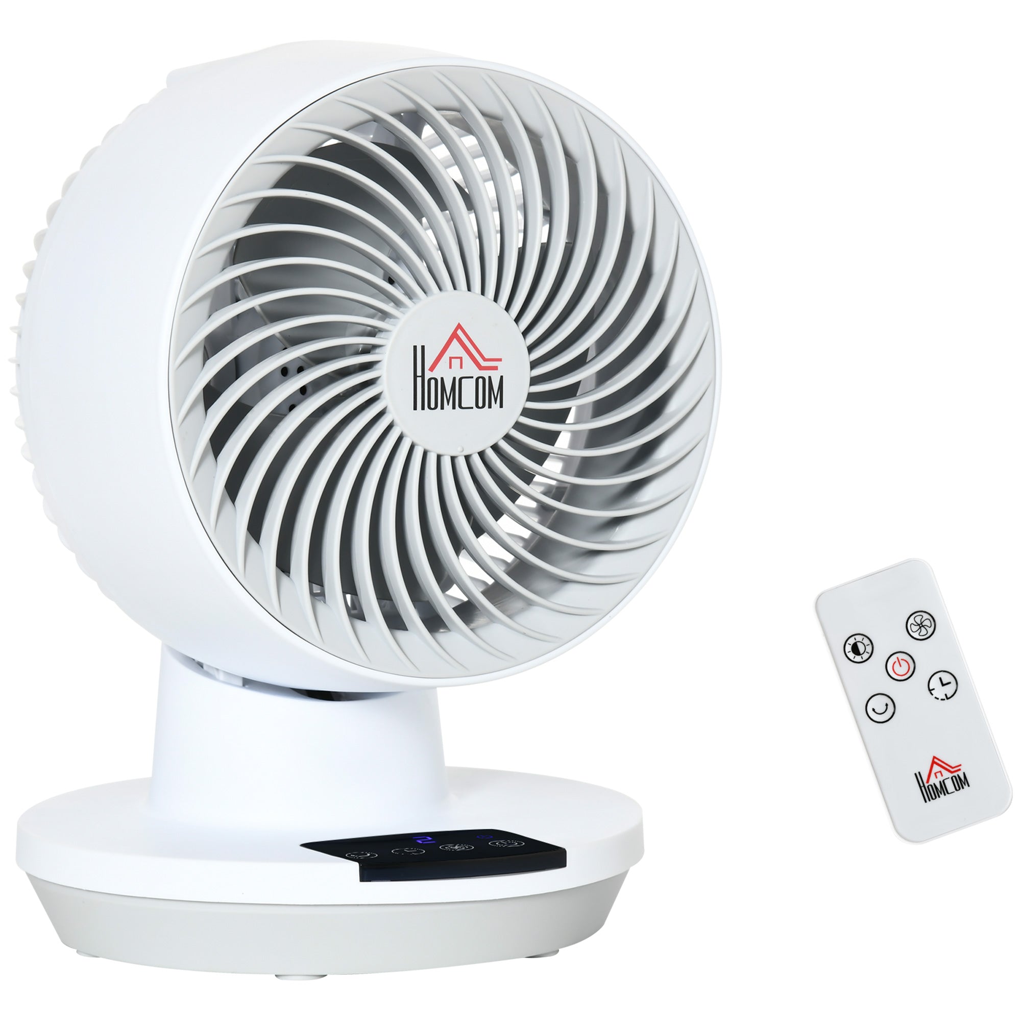 HOMCOM Compact Desk Fan: 3-Speed, Remote Control, Personal Cooling for Home Office, Crisp White