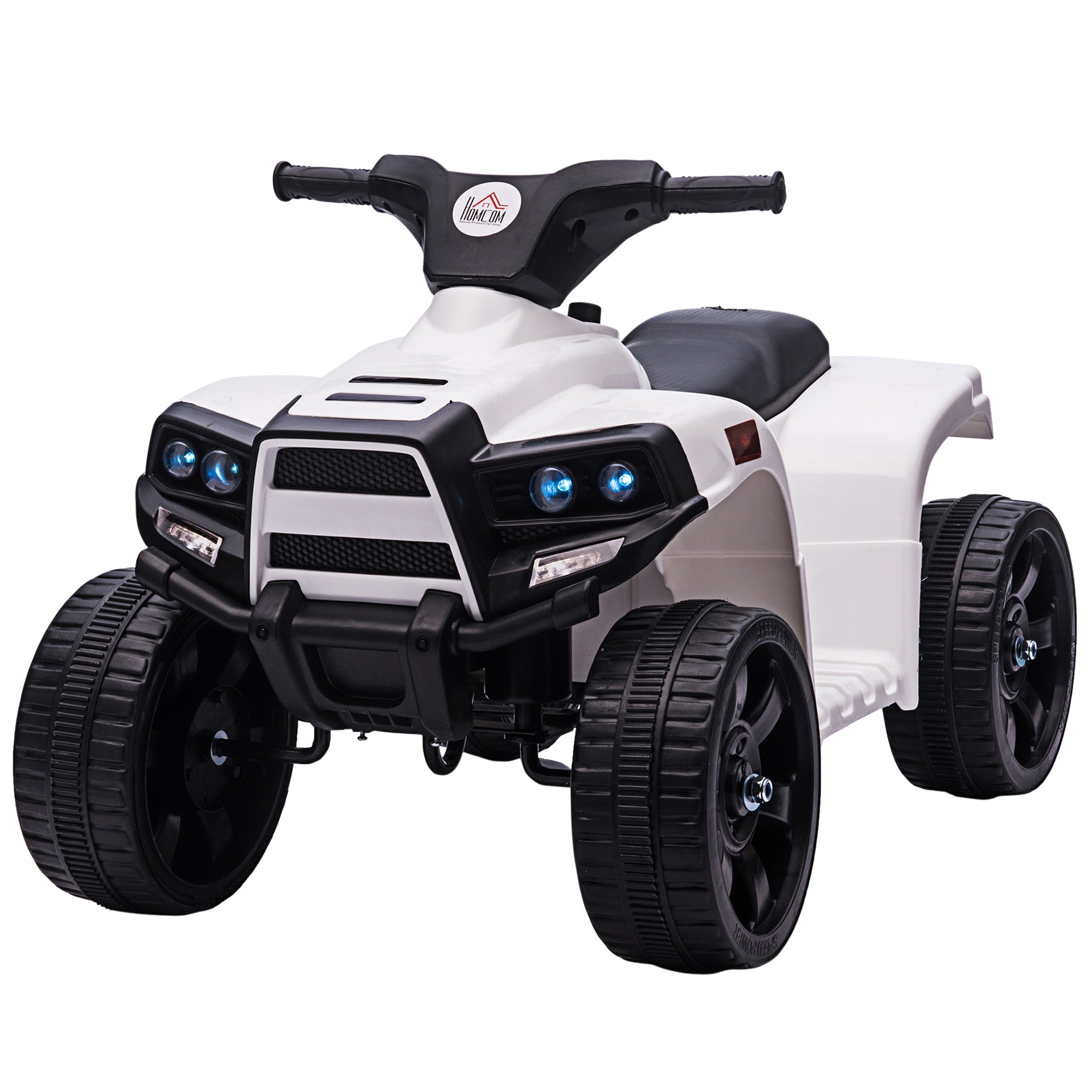 HOMCOM 6 V Kids Ride on Cars Quad Bike Electric ATV Toy Quad Bike for Toddlers w/ Headlights Battery Powered for 18-36 months White+Black