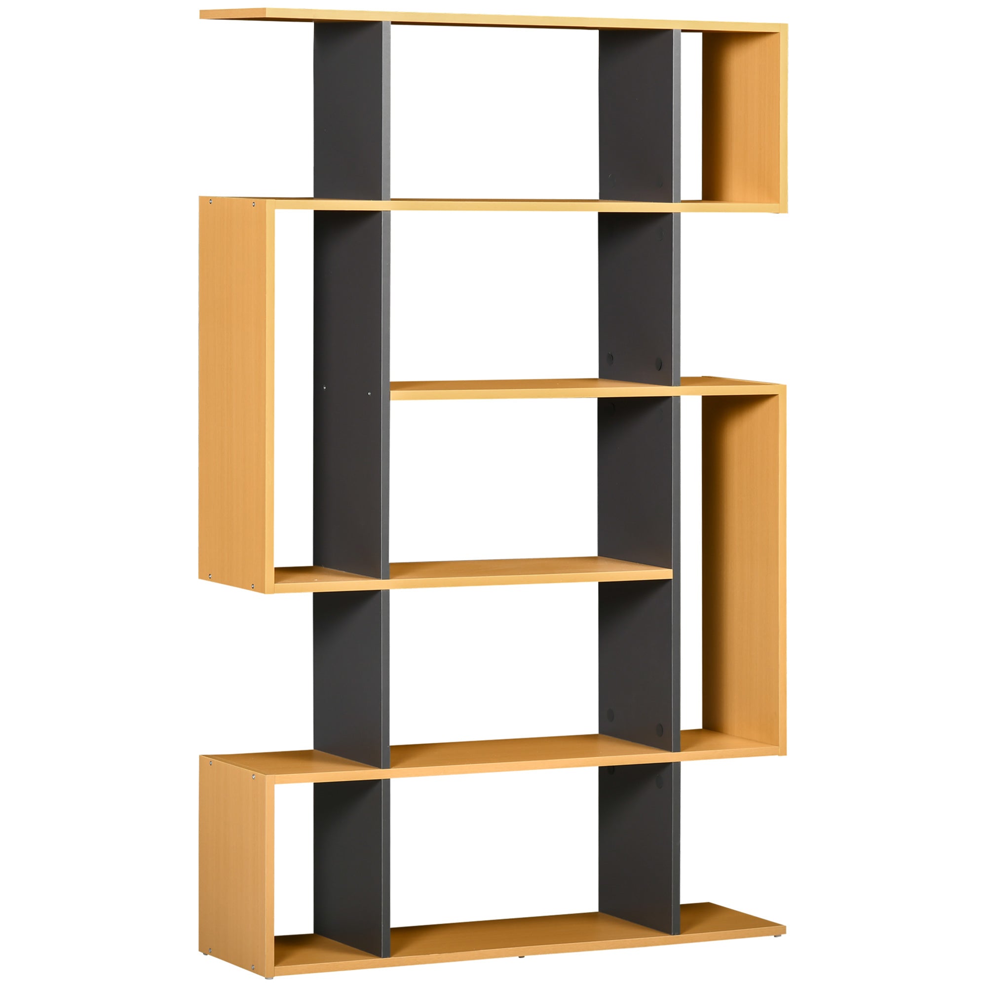 HOMCOM 5-Tier Bookshelf, Modern Bookcase with 13 Open Shelves, Freestanding Decorative Storage Shelving for Home Office and Study, Natural