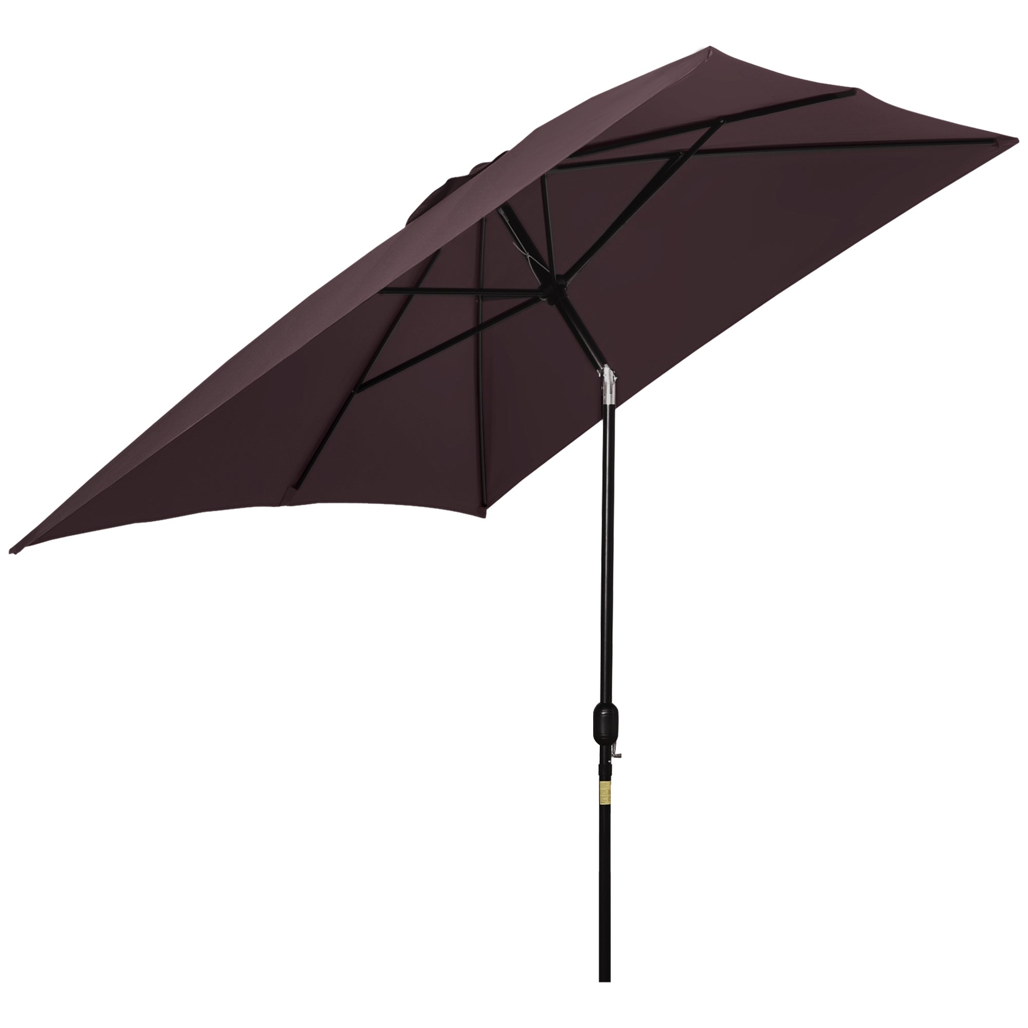 Outsunny Rectangular Patio Parasol: Garden Canopy with Tilt & Crank for Sunshade Shelter, Brown