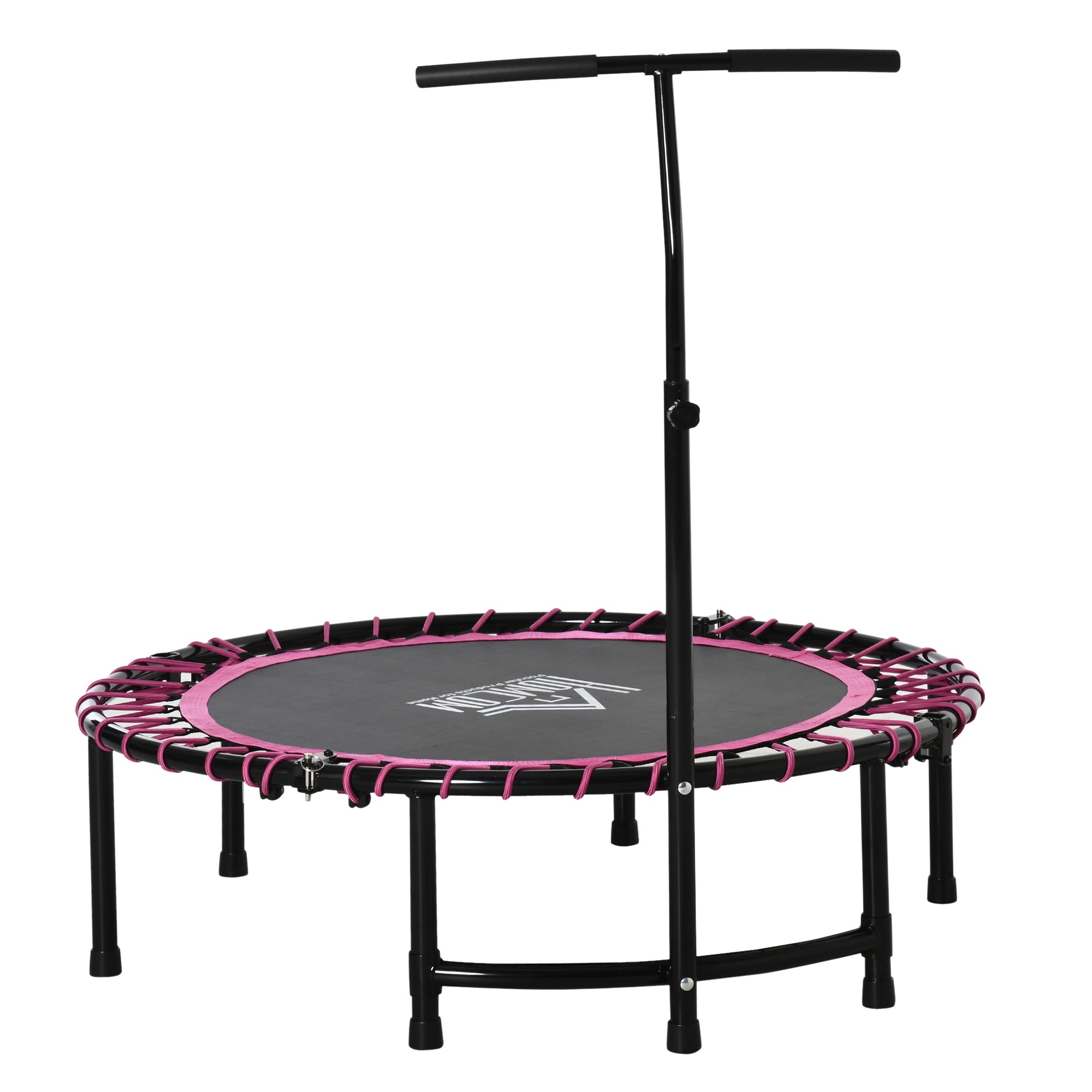 HOMCOM 45" Round Mini Trampoline Rebounder Indoor Outdoor Jumper with Adjustable Handle - Pink