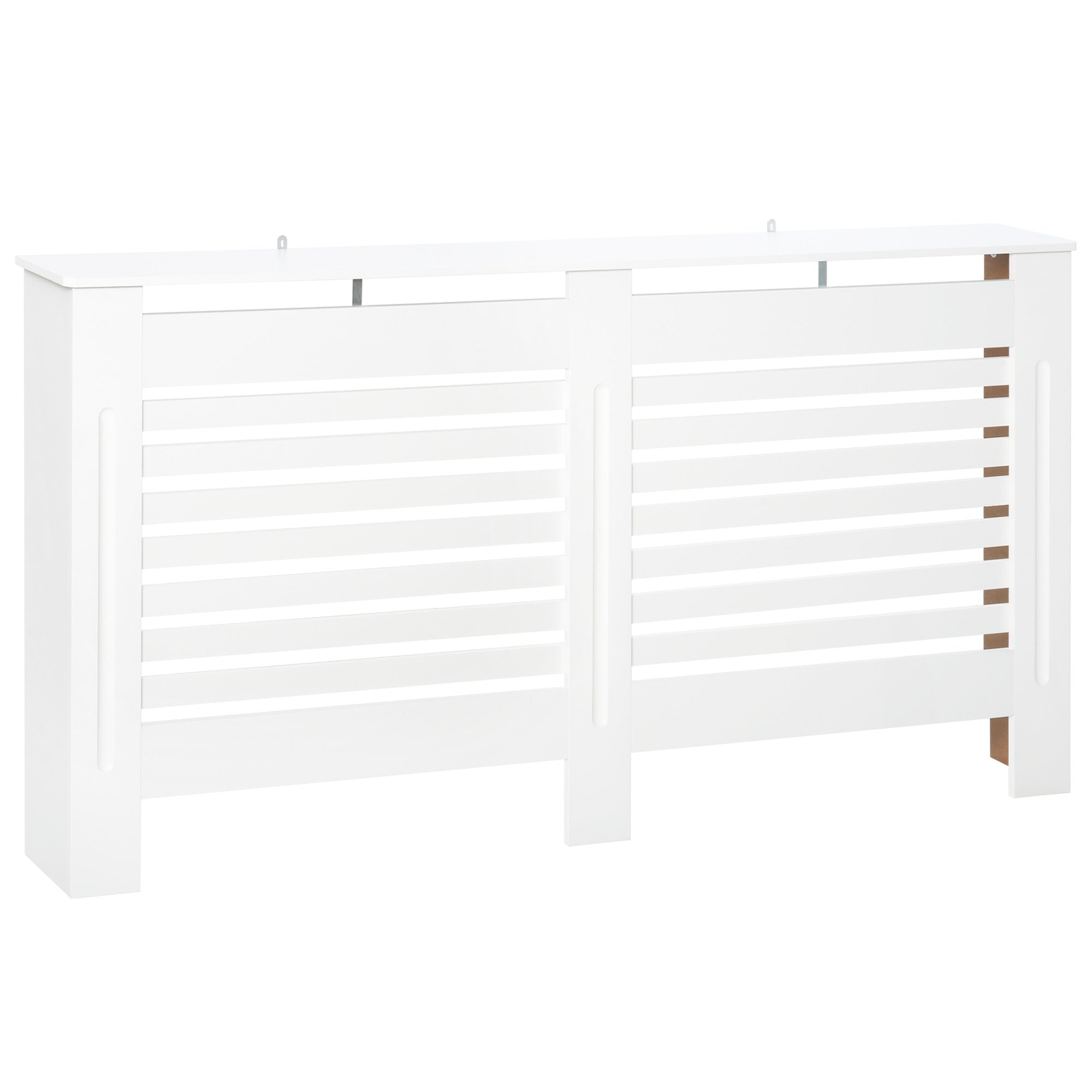 HOMCOM MDF White Painted Radiator Cover Slatted Cabinet Shelving Display Horizontal Style Modern Piece 172L x 19W x 81H cm