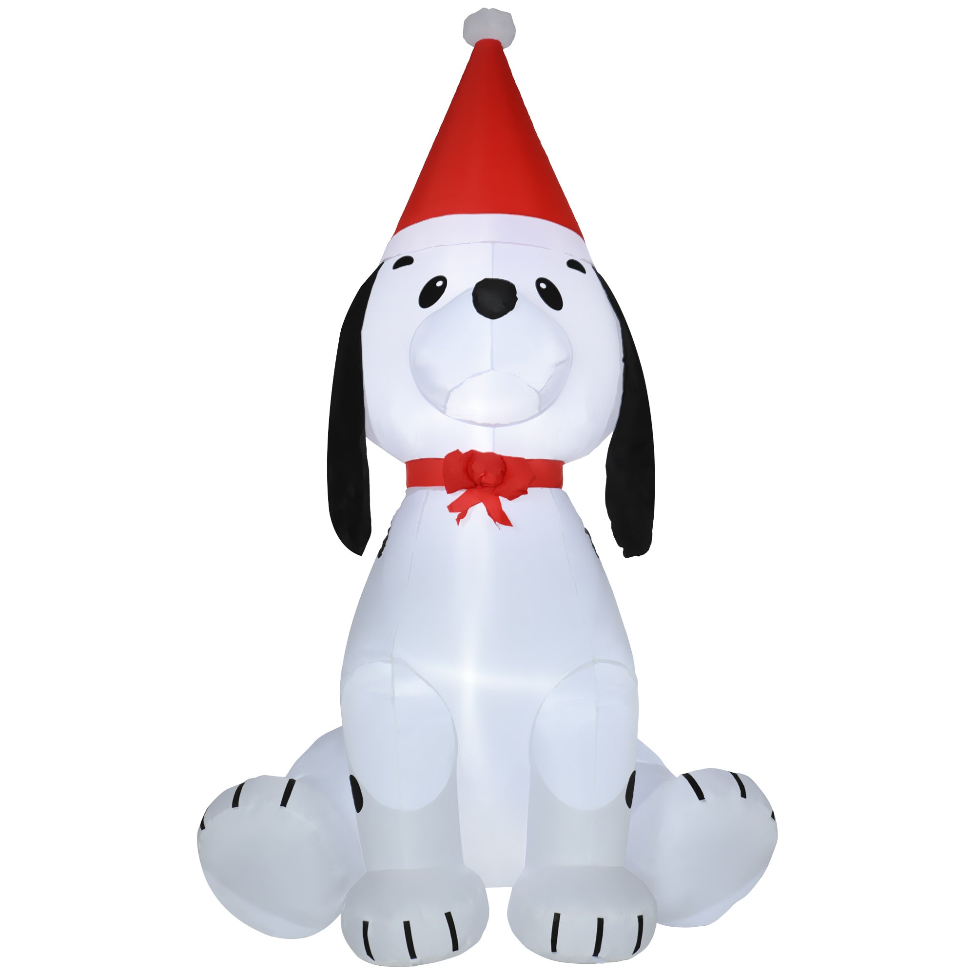 HOMCOM 1.8m Inflatable Christmas Puppy Dog Wearing Santa Hat Lighted Outdoor Decoration Blow Up Decor for Holiday Indoor