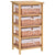 HOMCOM 4 Drawer Dresser Wicker Basket Storage Shelf Unit Wooden Frame Home Organisation Cabinet Bedroom Office Furniture Natural Finish 73x40cm