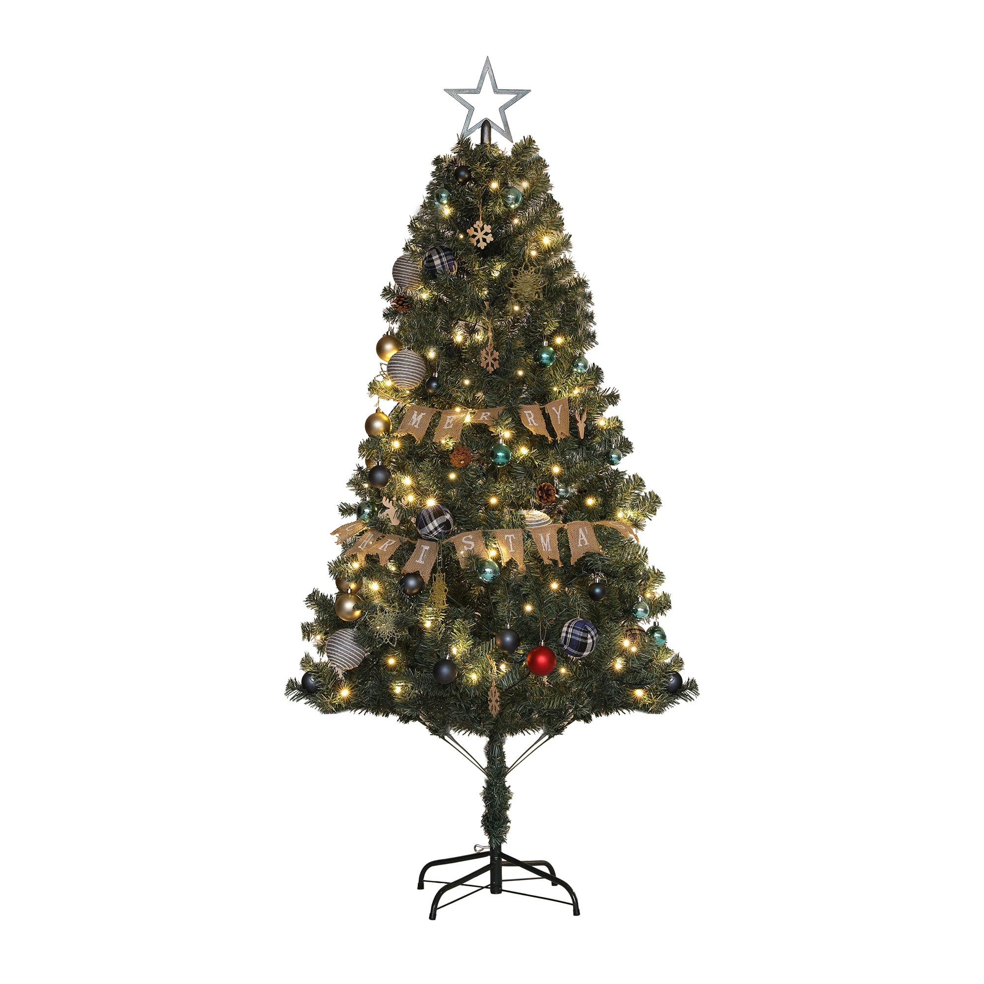 HOMCOM 6ft Pre-Lit and Decorated Christmas Tree | Aosom UK