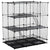 Pawhut 3 Level DIY Pet Playpen Metal Small Animal Cage Guinea Pig Rabbit Ferret Chinchillas Cage 4 Doors Bottom Trays Black