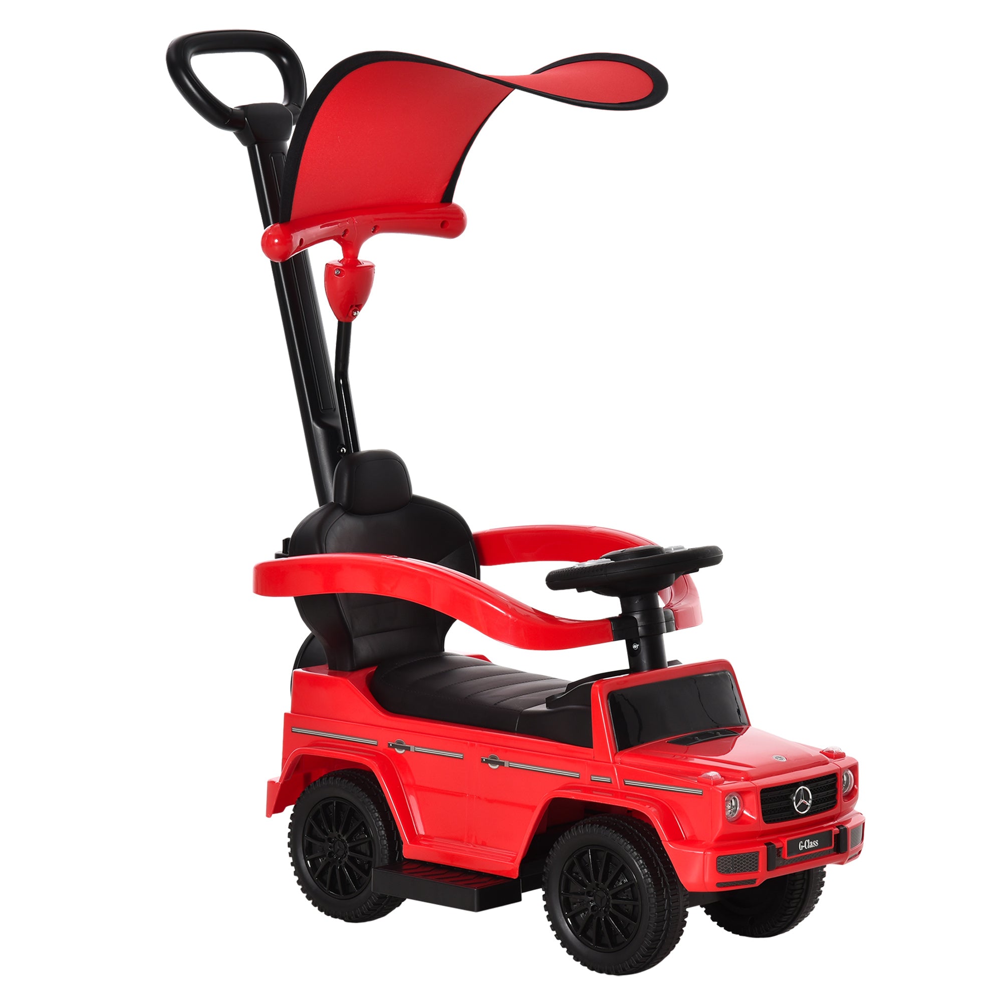 HOMCOM Compatible Kids Children's Ride-On Push Along Car Sliding Walker Mercedes-Benz G350 Licensed Floor Slider Vehicle with Steering Wheel Red