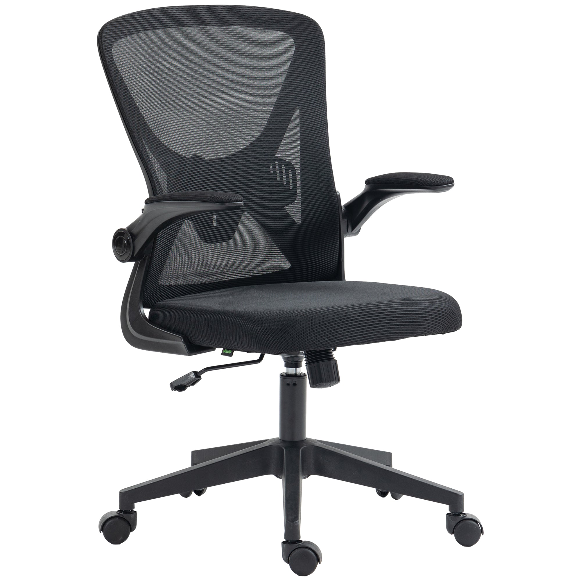 Vinsetto Ergonomic Mesh Task Chair: Adjustable Lumbar Support, Flip-Up Arms & Swivel Base, Black