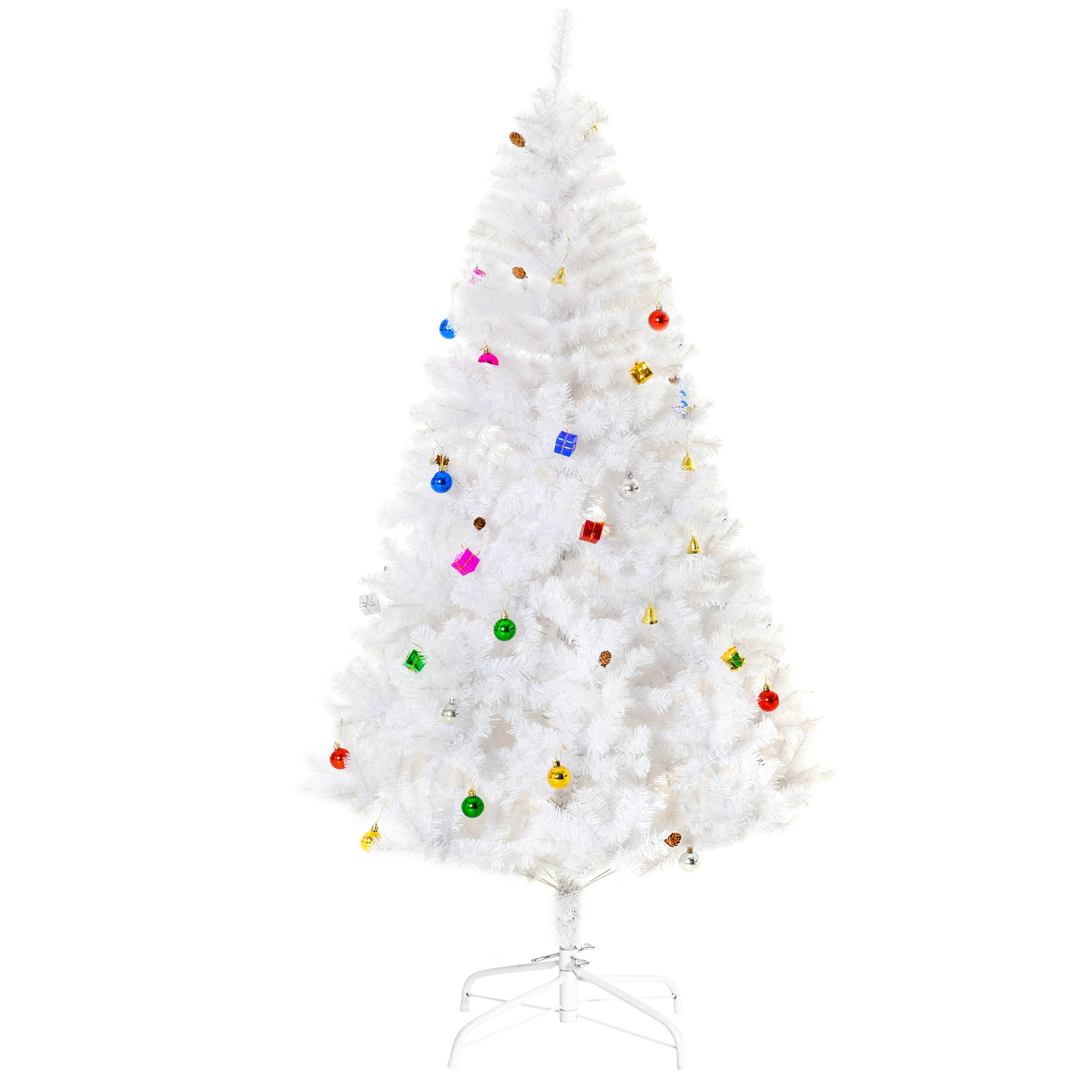 HOMCOM 6ft Snow Artificial Christmas Tree w/Metal Stand Decorations Home Seasonal Elegant Faux