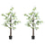 HOMCOM Artificial Honeysuckle Plants in Pot, Faux Flowers with Curved Boots, Indoor Outdoor Decor, 15x15x150cm, Set of 2, White