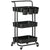 HOMCOM 3 Tier Utility Rolling Cart, Kitchen Cart with 3 Removable Mesh Baskets, 3 Hanging Box, 4 Hooks and Dividers for Living Room, Laundry Black