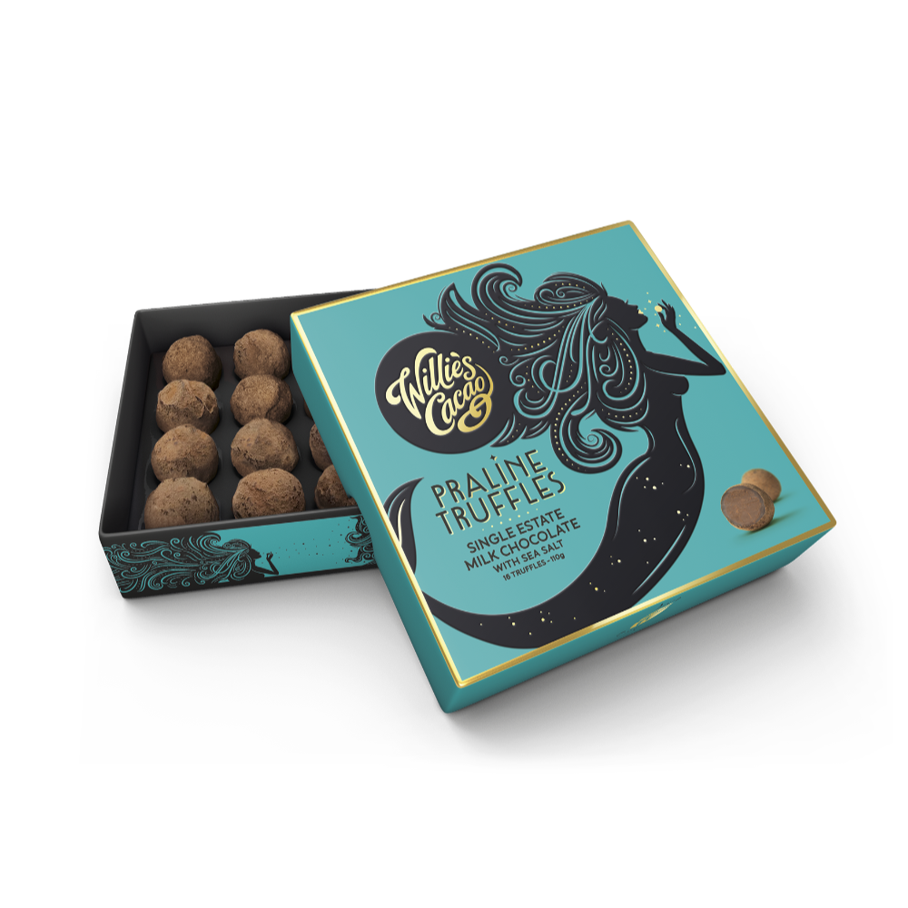 Willie's Cacao Milk Chocolate Praline Truffles with Sea Salt (110g)