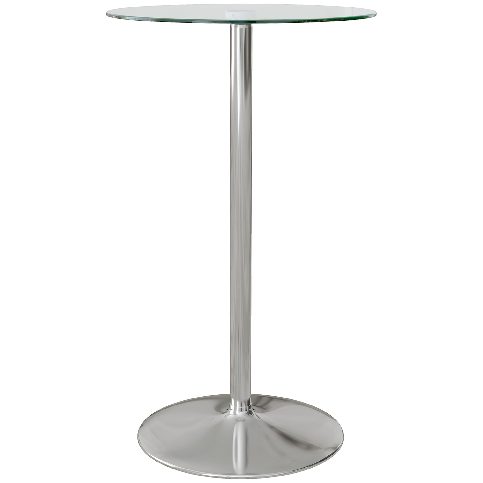 HOMCOM High Top Bar Table, Round Kitchen Table with Tempered Glass Top and Steel Base, Bistro Table for 2 People, Clear