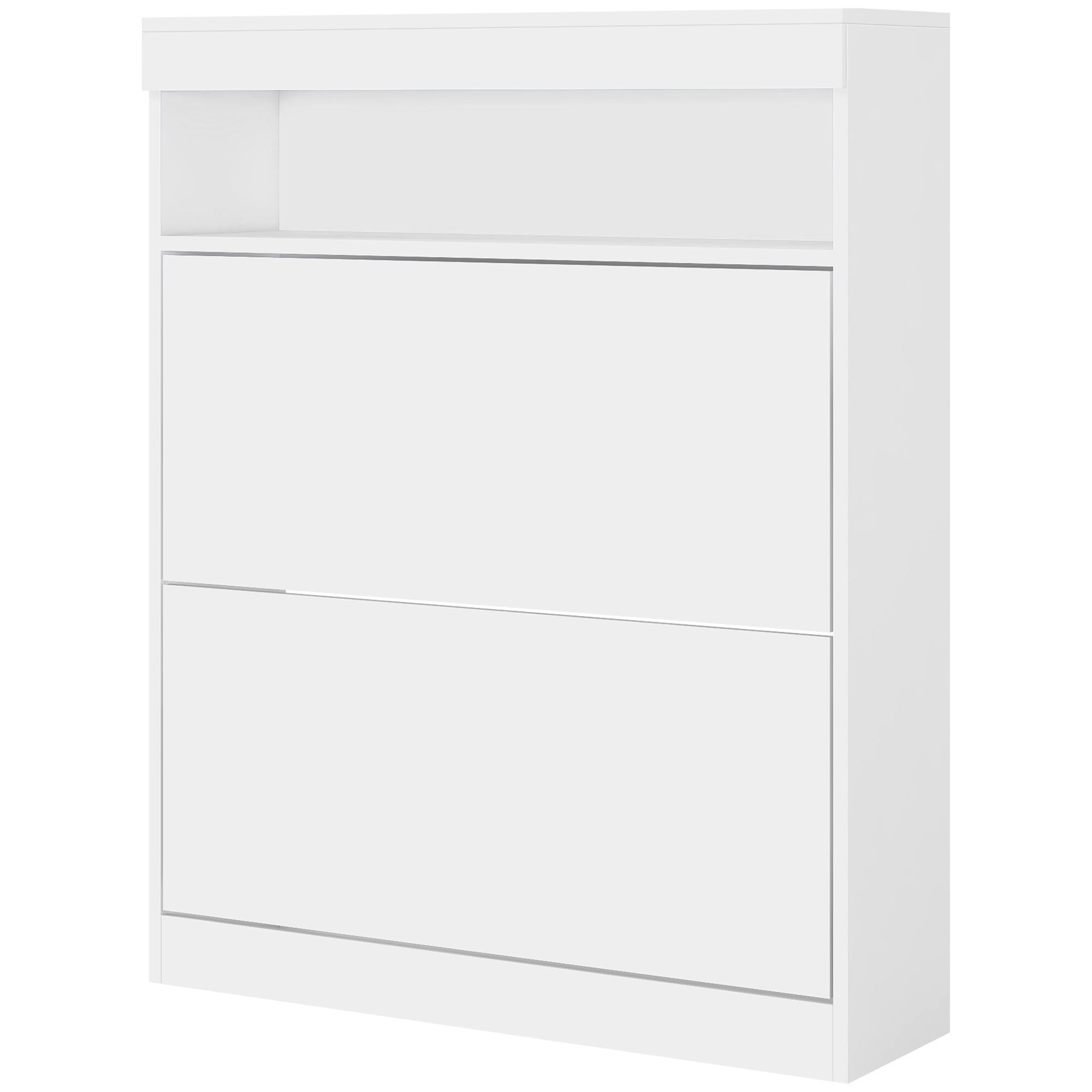 HOMCOM 16 Shoe Pair Shoe Storage Cabinet, with Flip Doors - White