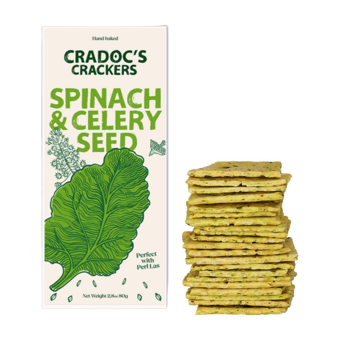 Cradoc's Spinach & Celery Seed Crackers (80g)