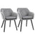 HOMCOM Dining Chairs Set of 2 Modern Upholstered Fabric Velvet-Touch Leisure Chairs with Backrest Armrests, Lounge Reception for Home Office Grey