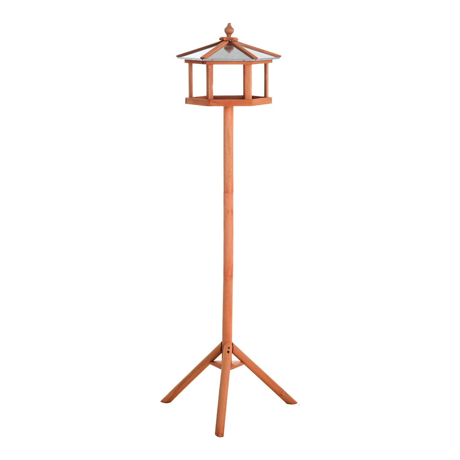 PawHut Portable Wooden Bird Feeder Station with Stand for Outdoor Use, Ideal for Garden, Patio, or Balcony