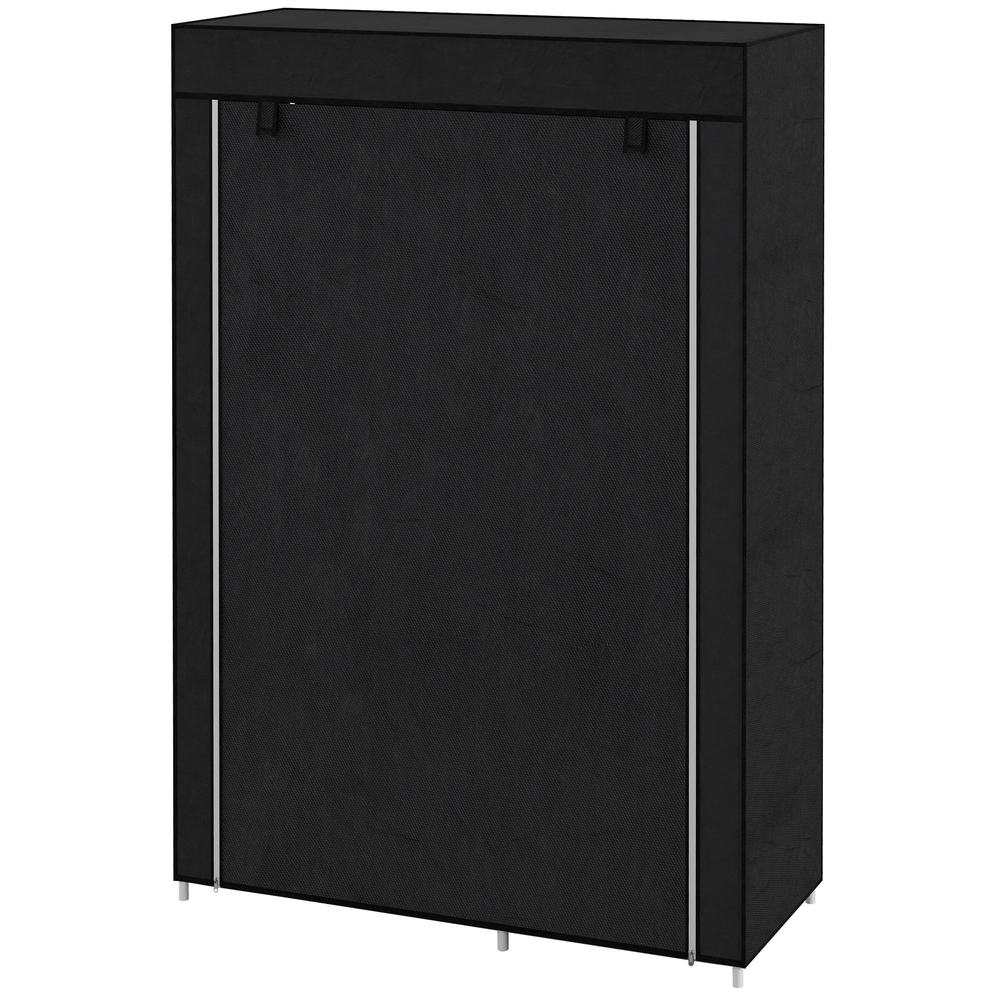 HOMCOM Fabric Wardrobe, Portable Wardrobe with 6 Shelves, 1 Hanging Rail, Foldable Closets, 103 x 43 x 162.5 cm, Black