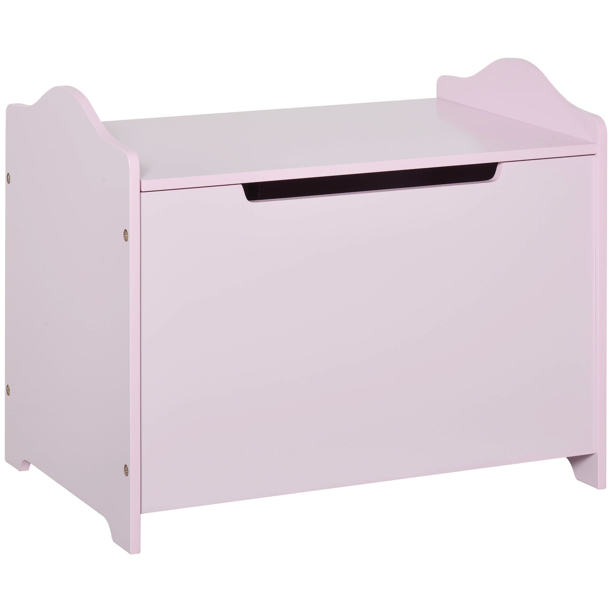 HOMCOM Children's Wooden Toy Box, Playroom Storage Chest with Safety Hinge, 60 x 40 x 48 cm, Pink